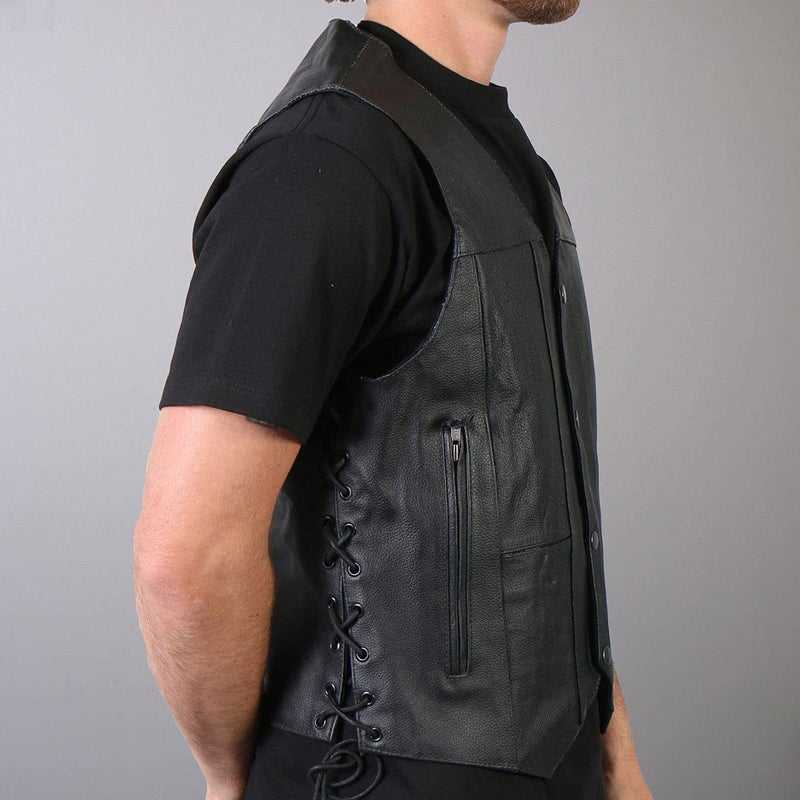Hot Leathers Men's Ten Pocket Leather Vest (Black, X-Large) - Image 2